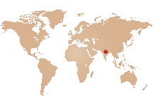 Indien markerat med en röd prick på en världskarta