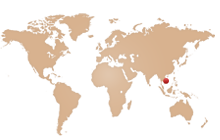 Vietnam markerat med en röd prick på en världskarta