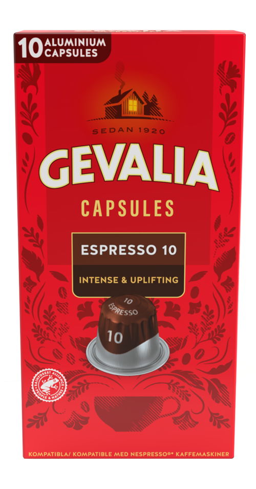 Gevalia KAPSLAR - ESPRESSO 10 Intensiv espresso, som kombinerar en kryddig sötma med en fruktig karakter.