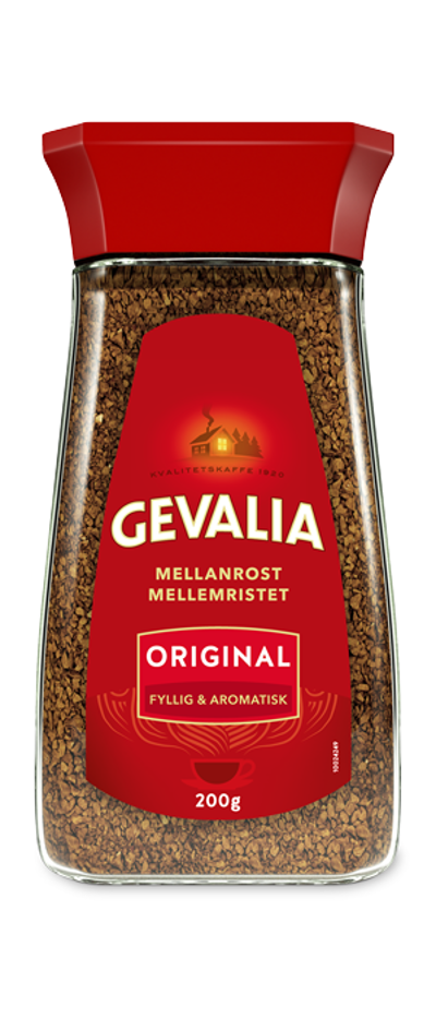 SNABBKAFFE ORIGINAL MELLANROST, GLAS Gevalia Original är rik på Arabicabönor, vilket ger ett fylligt kaffe med välbalanserad smak och härlig arom.