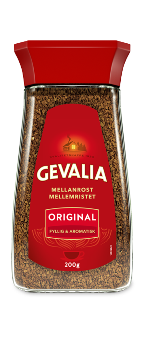 SNABBKAFFE ORIGINAL MELLANROST, GLAS Gevalia Original är rik på Arabicabönor, vilket ger ett fylligt kaffe med välbalanserad smak och härlig arom.