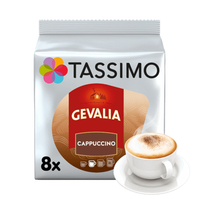 TASSIMO CAPPUCCINO En kombination av intensiv espresso och mjölk, toppad med ett krämigt skum.